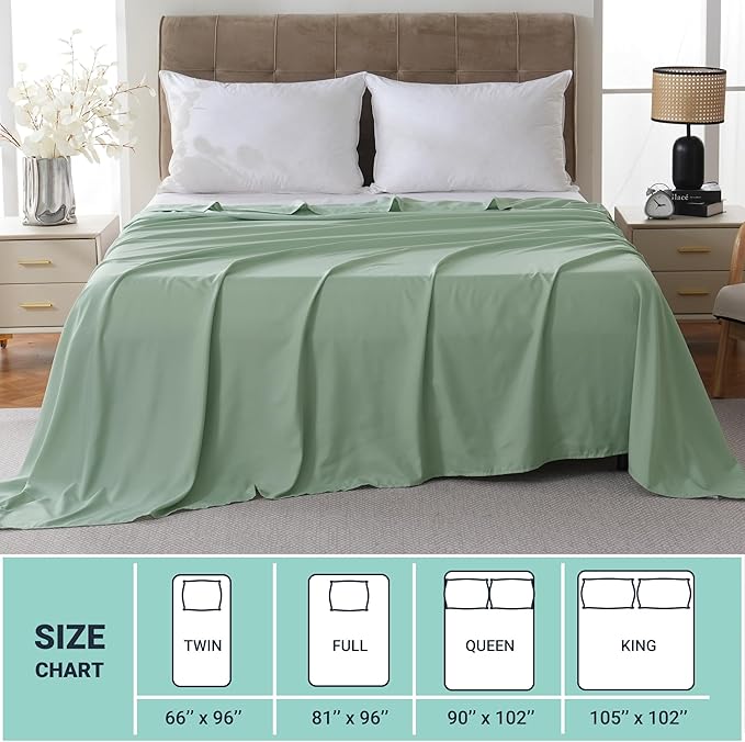 ZPECC King Flat Sheet Only 1 Pack, Durable Sage Green Top Bed Sheets - Image 5