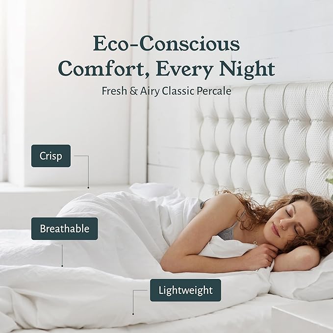 California Design Den 2-Pack 100% Organic Cotton Percale Sheets Queen Size Set - Image 8