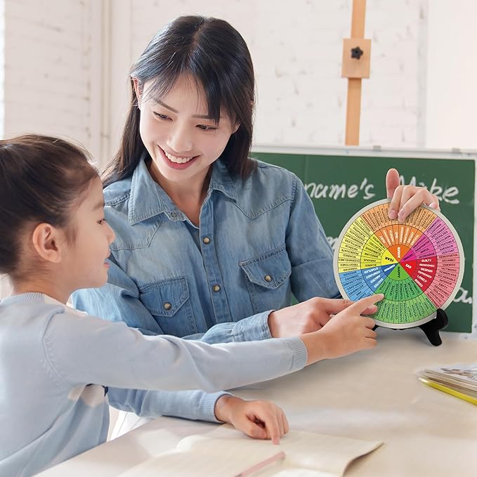 Emotion Wheel, Double-Sided Feelings Wheel with Stand, Counseling Office Must Have, Feelings Wheel Suitable for Therapy Office Decor School Counseling Office Must Have (ML, 1)