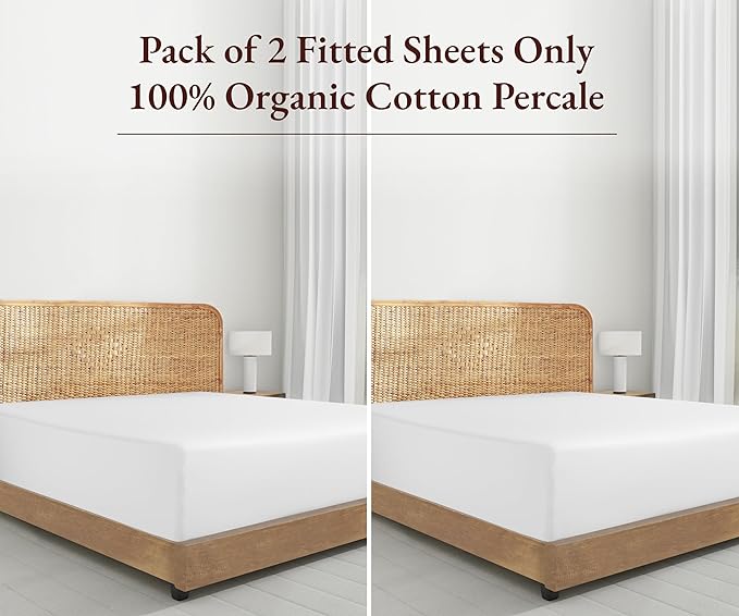 California Design Den 2-Pack 100% Organic Cotton Fitted Sheets Cal King Size - Image 5