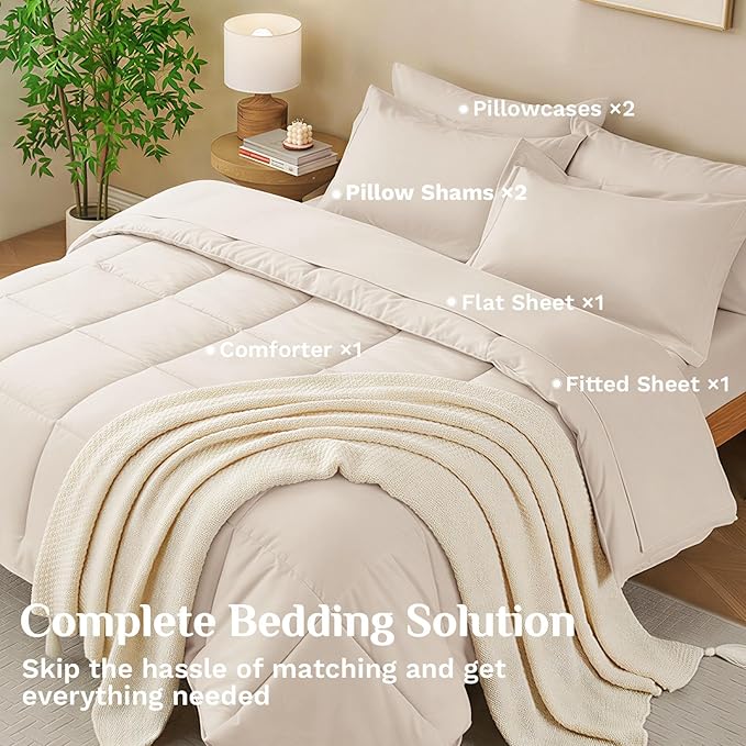 JOLLYVOGUE Queen Comforter Set, Ultra-Soft Bed in a Bag Queen Size 7 Pieces - Image 6