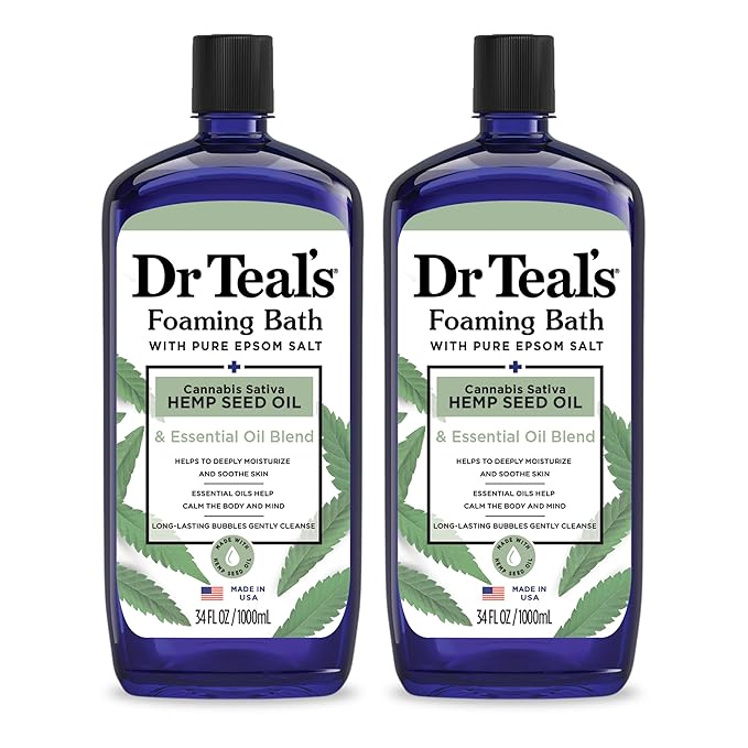 Dr Teal's Foaming Bath with Pure Epsom Salt, Cannabis Sativa Hemp Seed Oil by DrTeals