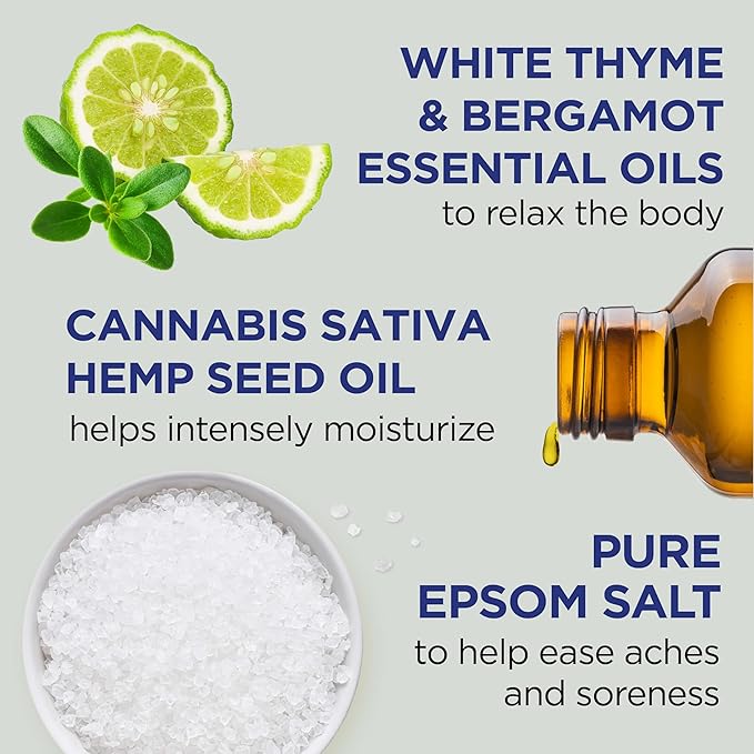 Dr Teal's Pure Epsom Magnesium Salt Soak, Cannabis Sativa Hemp Seed Oil - Image 3