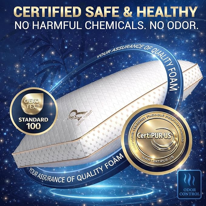Royal Therapy 2-Pack Queen Memory Foam Pillow, Adjustable Shredded Odor-Free - Image 5