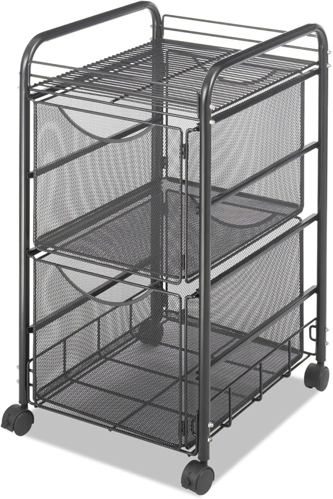 Safco Onyx Rolling Cart with 2 File Drawers, Fits Letter-Size Hanging Folders, Durable Steel Mesh Construction, Black