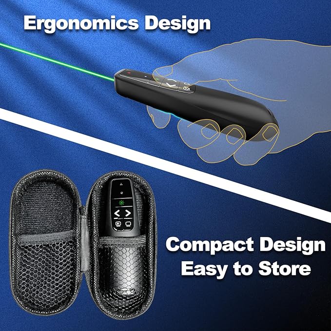 Clicker PowerPoint Presentation Wireless Presenter Remote, Green Laser Pointer for Computer Clickers, USB C A Project Power Point PPT Clicker for Mac Laptop Office, Slideshow Google Slide Advancer