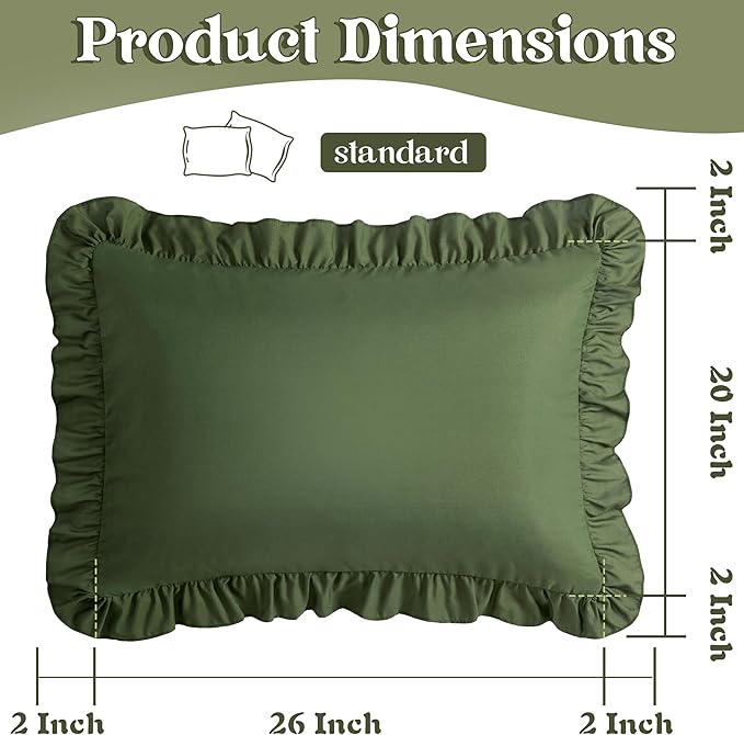 KKJIAF Ruffle Pillow Cases Standard Size Set of 2, Ruffled Pillow Covers - Image 3