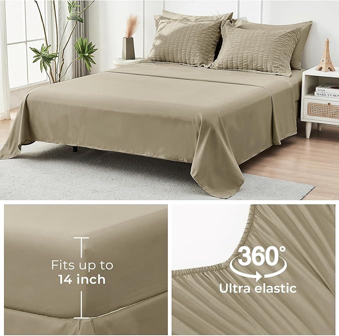 HYMOKEGE Linen California King Comforter Set Seersucker 7 Pieces, All Season - Image 7