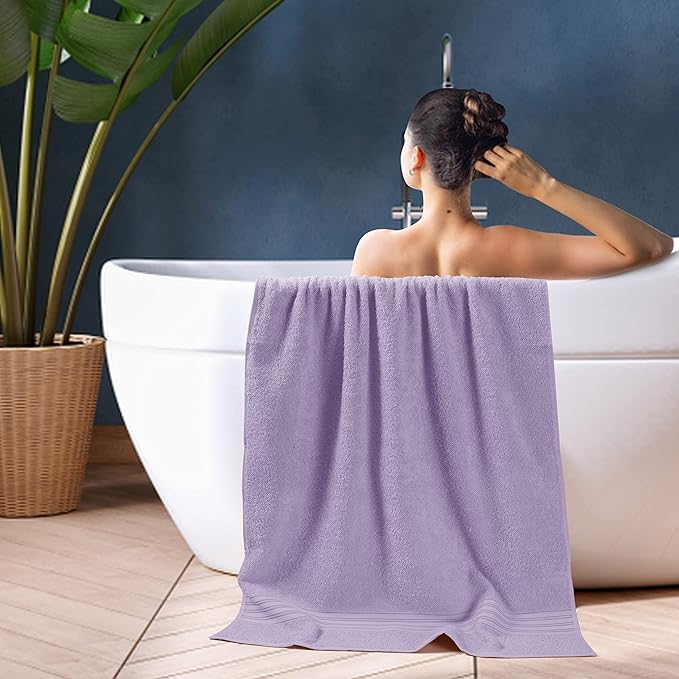 BOUTIQUO 100% Cotton 2 Pack Bath Towel Set 28x55 inches, Eco-Friendly Large - Image 5