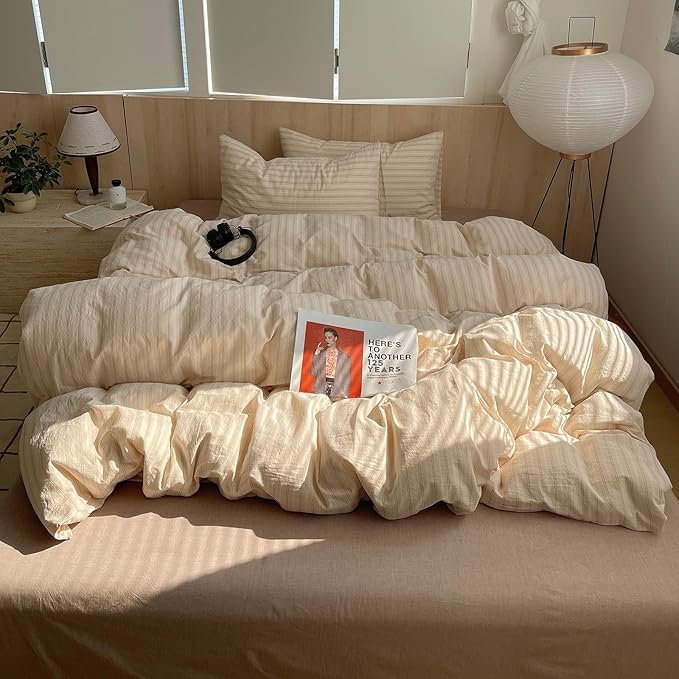 mixinni Retro Striped Duvet Cover Set Full Size - Image 2
