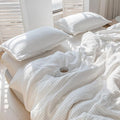 Simple&Opulence 100% Linen Duvet Cover Set 3pcs Yarn Dyed Vertical Pinstripe by SimpleOpulence