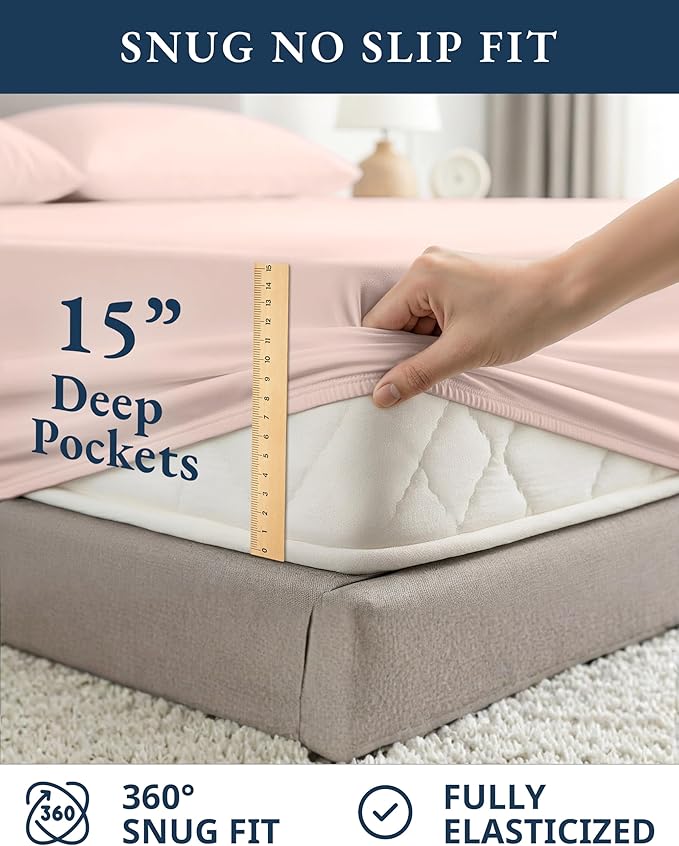 LANE LINEN 100% Organic Cotton Sheets Full Size Bed, Machine Washable Fully - Image 7