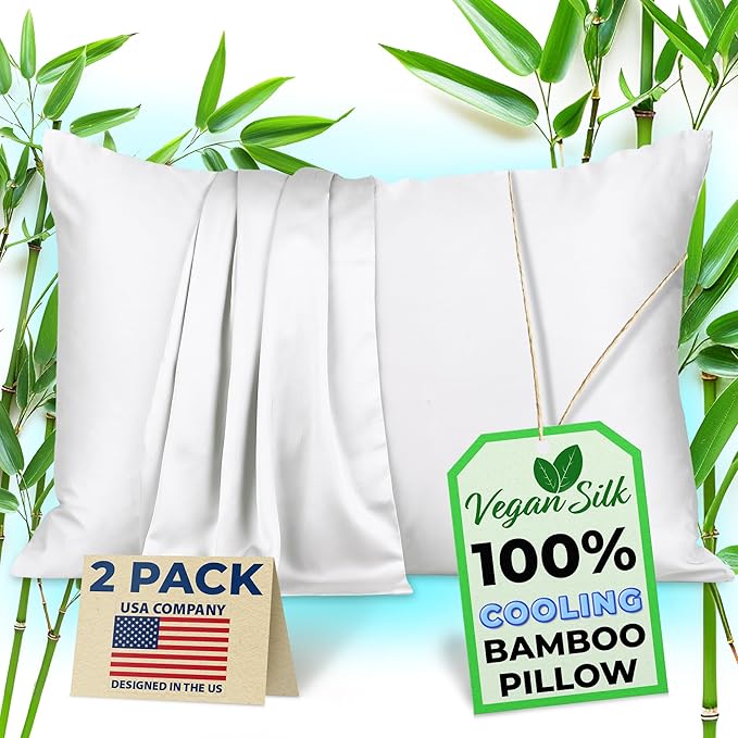 Pillow Cases - 100% Viscose Derived from Bamboo - Cooling Pillowcase - Queen by VeganSilk