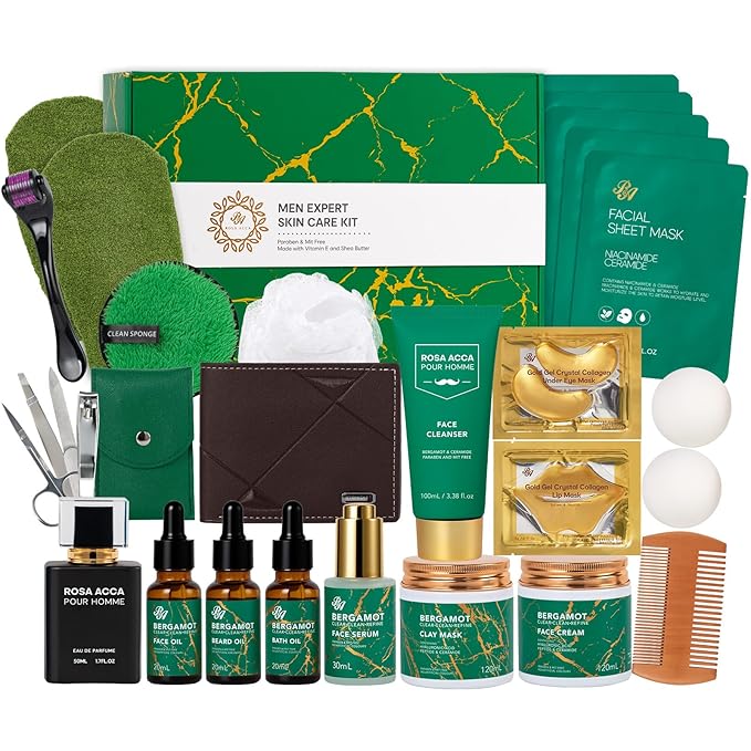 30 pcs Father's Day Gifts, Bergamot Facial Skin Care Set Gifts by RAROSAACCA