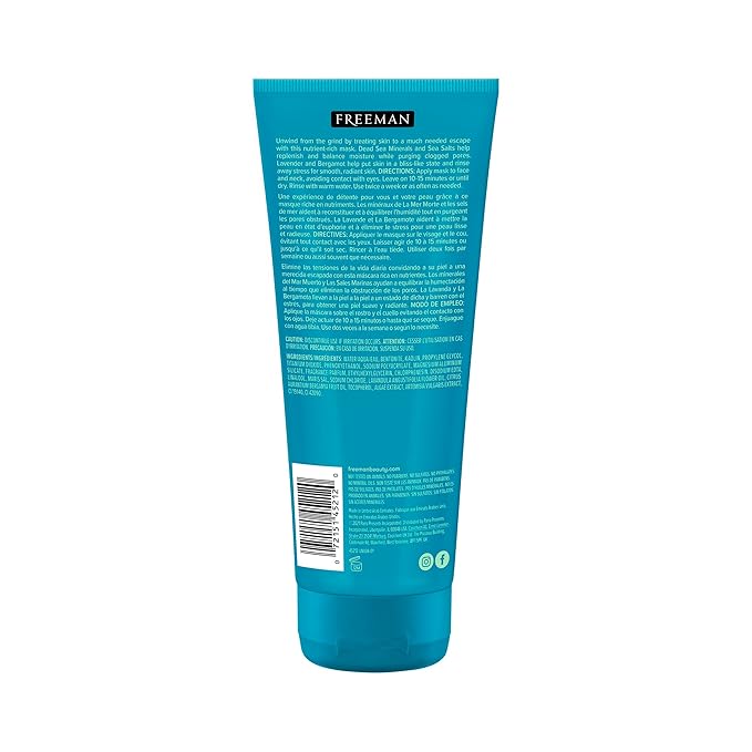 Freeman Anti-Stress Clay Mask, Dead Sea Mineral Face Mask, Lavender & Sea Salt - Image 7