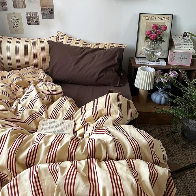 mixinni Retro Striped Duvet Cover Set Twin by mixinni
