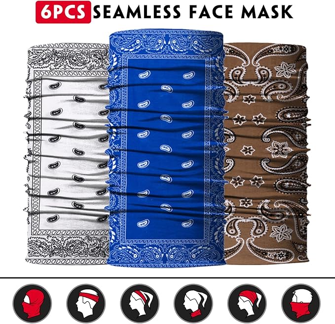 Venswell Neck Gaiter Face Mask Men Women, Seamless Bandana Rave Face Cover - Image 4
