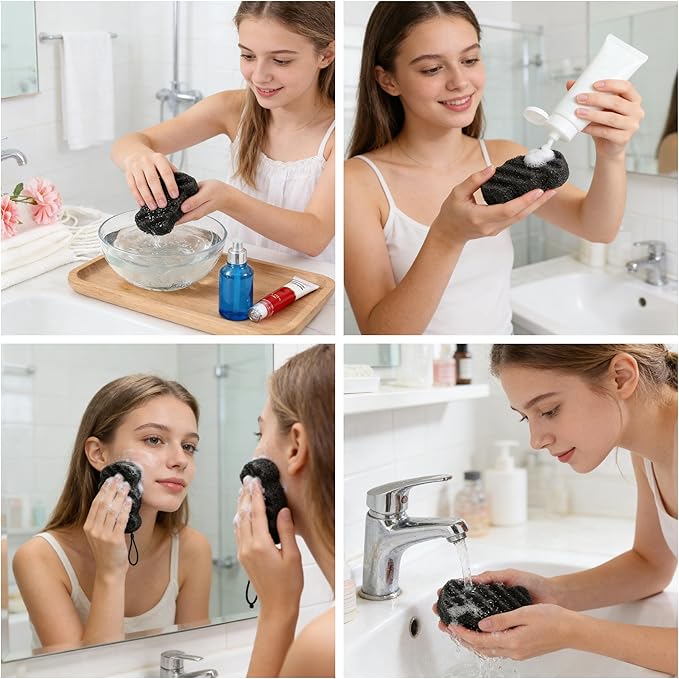 3 Pcs Natural Konjac Facial Sponges - Image 3