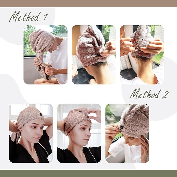 myHomeBody Hair Towel Wrap, Luxury Quick Drying Turban, Ultra Soft Absorbent - Image 4