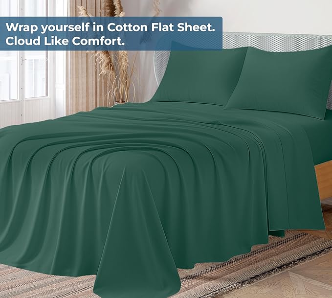 Royale Linens 100% Organic Cotton Queen Flat Sheet Only - Image 2