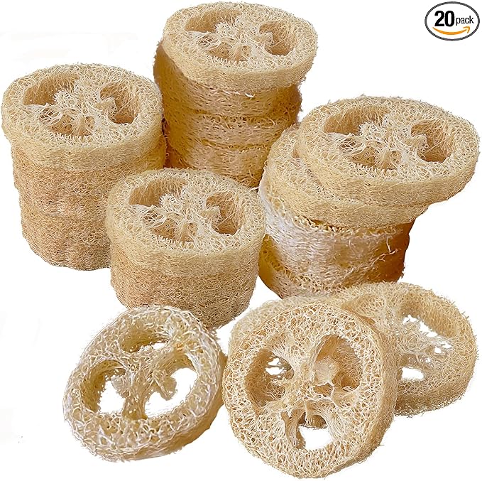 Natural Loofah Sponge for Soap Making, 20 Pack Organic Loofahs Slices Cuts Set by FRTIM