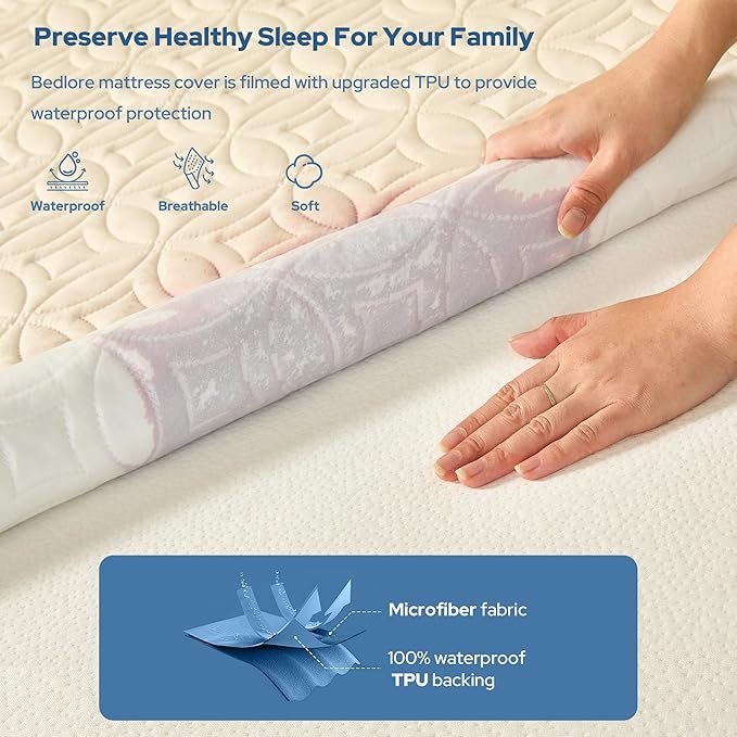 BEDLORE Waterproof Mattress Protector, Twin Size Mattress Pad - Image 2
