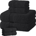 Black Bath Towel Set of 6 by WhiteClassic