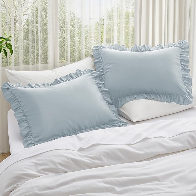 KKJIAF Ruffle Pillow Cases Standard Size Set of 2, Ruffled Pillow Covers - Image 2