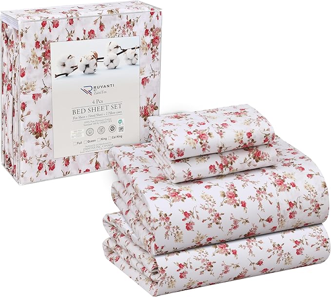 RUVANTI 100% Cotton Sheets – Full Size Percale Bedding, Cooling & Breathable - Image 8