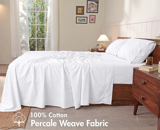 RUVANTI 100% Cotton Sheets – California King Percale Bedding, Cooling & - Image 2