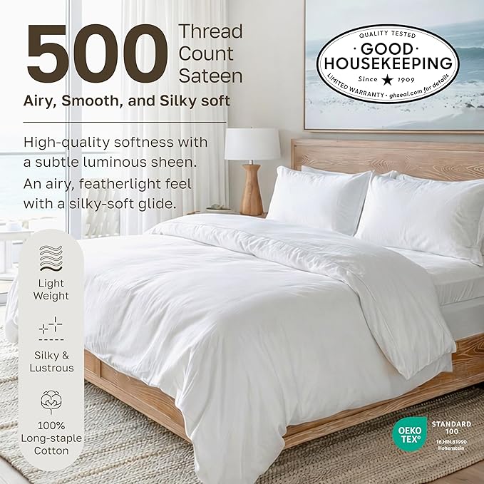 California Design Den Cotton Sateen Damask Stripe King Size Fitted Sheet Only - Image 3
