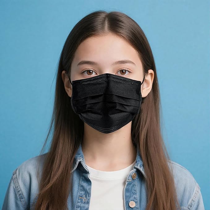 NNPCBT Black Disposable Face Masks 125 Pack, 3-Ply Breathable Mask - Image 7