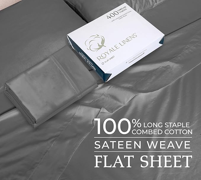Royale Linen 400 Thread Count 100% American Grown Cotton Flat Sheet - Image 2