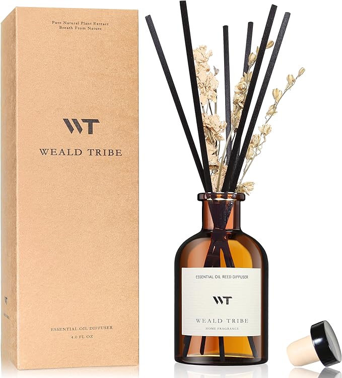 WEALD TRIBE Reed Diffuser Set for Bathroom Shelf Decor, Sticks Diffuser by WEALD+TRIBE