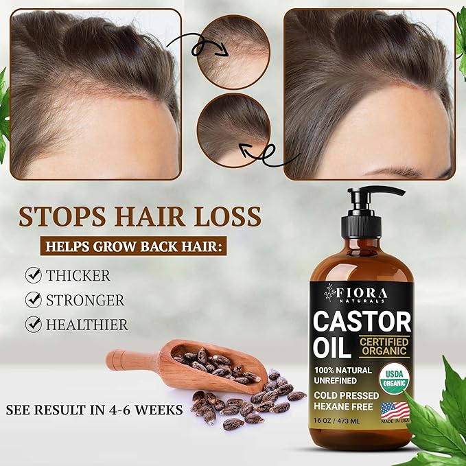 Organic Castor Oil in Glass Bottle – 16 Oz Cold Pressed & Hexane-Free – USDA - Image 5