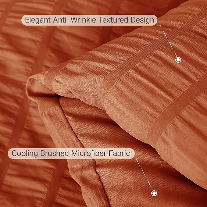 MUXHOMO 7 Pieces Queen Comforter Set, Seersucker Bed in a Bag Queen Size - Image 6