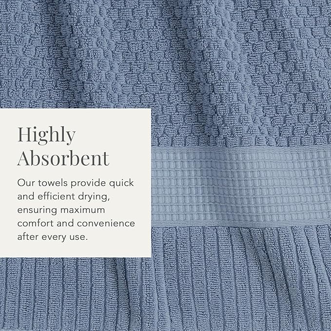 NY Loft 100% Cotton 6 Piece Bath Towel Set | Blue Towels | Oeko-TEX® Standard - Image 7