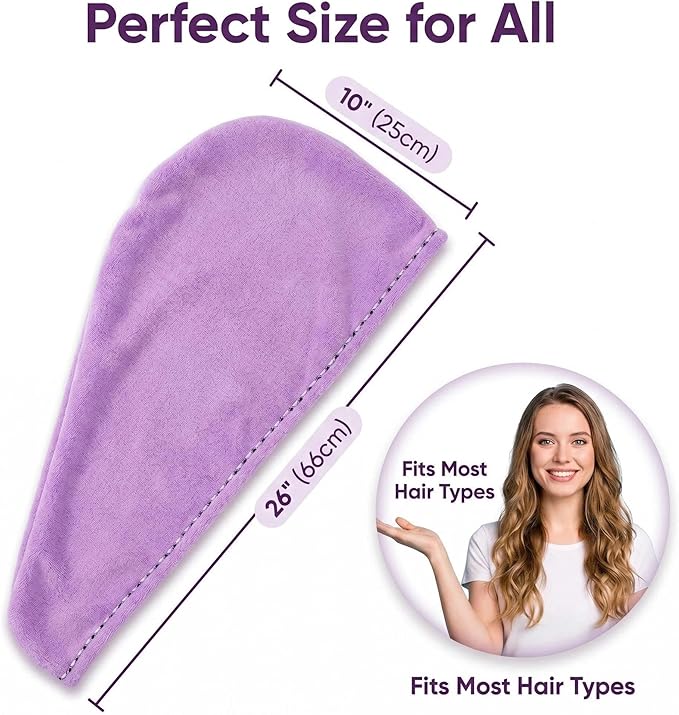 Microfiber Hair Towel 4 Pack, Hair Towel Wrap Quick Dry Hair Hat Anti-frizz - Image 5