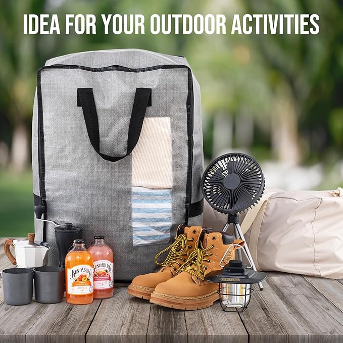 TAILI 4 Pack Gray Moving Bags w/Adjustable Backpack Straps, Moving Supplies, Moving Boxes Alternative, Heavy Duty Storage Totes for College Packing, Camping Backpack for Travel, Dorm, Laundry