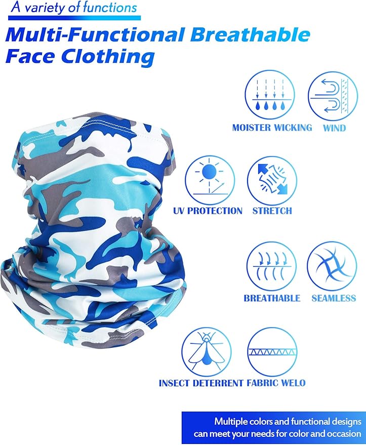 SATINIOR Summer Camo Neck Gaiter UV Protection Cooling Face Mask Sun Hood - Image 2