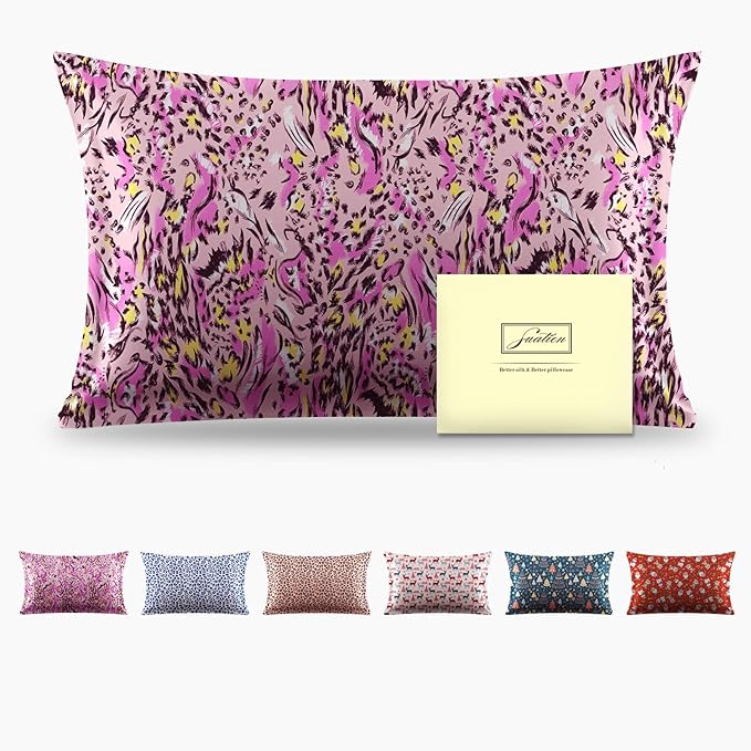 Mulberry Silk Pillowcase for Hair and Skin Queen Size Leopard Print Silk Pillow by Suatien