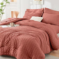 HYMOKEGE Coral California King Comforter Set Seersucker 7 Pieces, All Season by HYMOKEGE