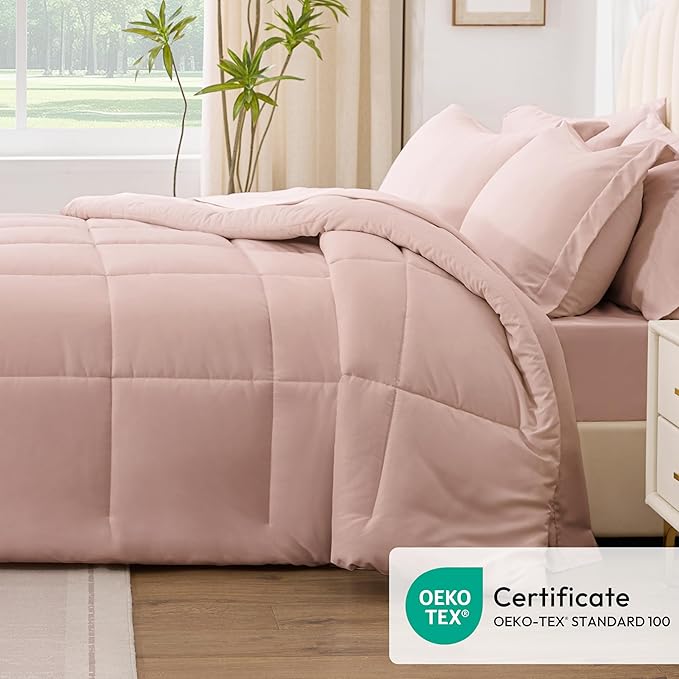 Love's cabin California King Comforter Set Blush Pink, 7 Pieces California King - Image 5