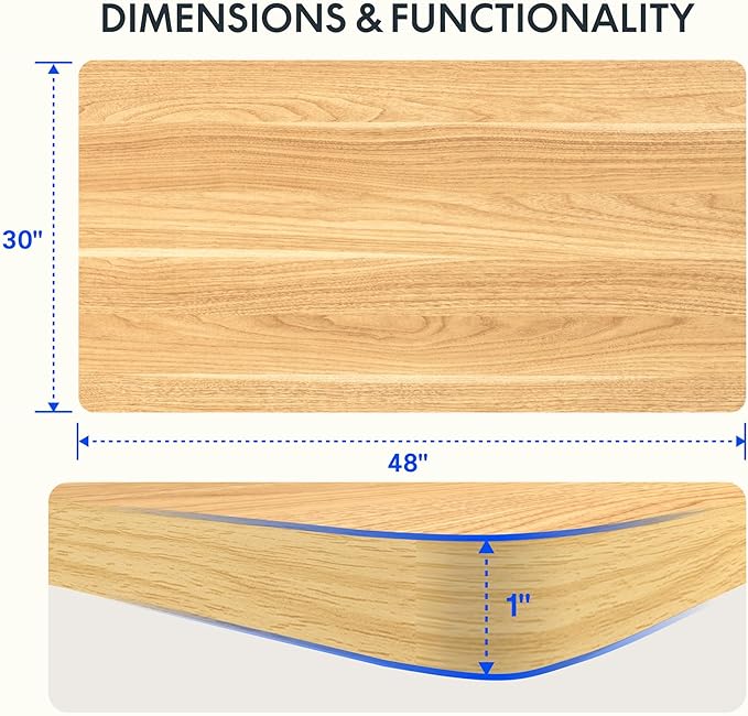 FLEXISPOT EN2 Whole-Piece Standing Desk with Clamp Power Strip, 48 x 30 Electric Stand Up Height Adjustable Desk with Cable Management (Gray Frame + 48" Maple Top, 2 Packages)