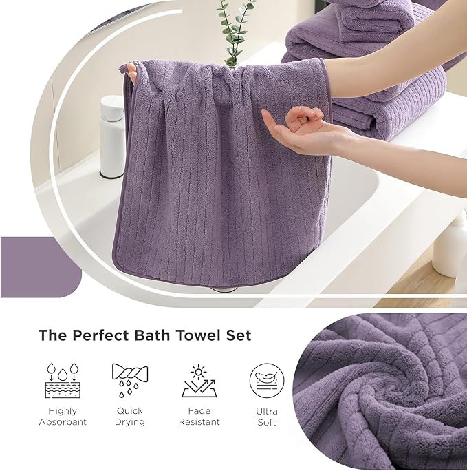 Hailea Hand Towels Set 16x31 Inches, Soft Microfibers Bathroom Towel Set 2 Pack - Image 2