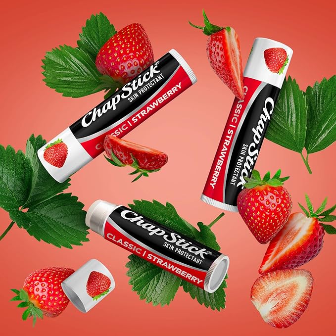 ChapStick Strawberry Lip Balm 4-Pack + 1 Classic Original ChapStick, Lip - Image 5