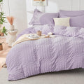 HYMOKEGE Lavender Duvet Cover King Size, Ultra Soft 3-Piece Seersucker Duvet by HYMOKEGE