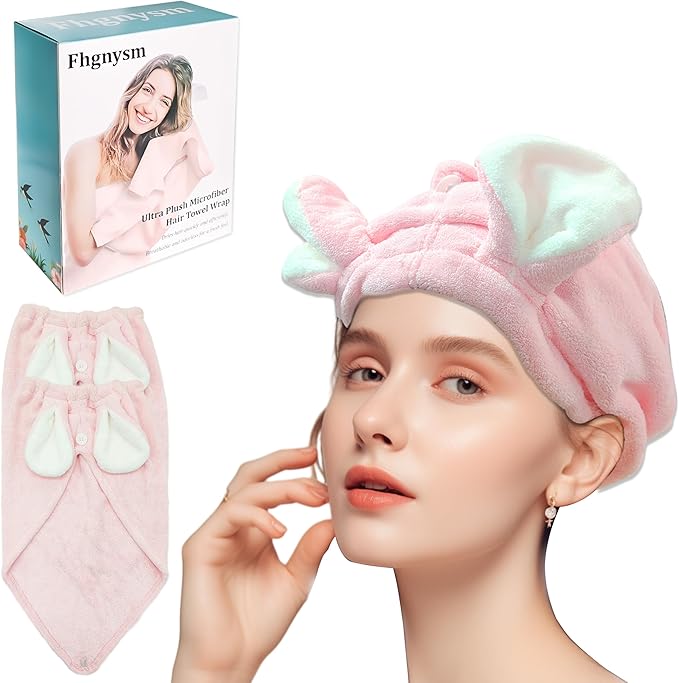 fhgnysm 2 Packs Microfiber Hair Towel, Hair Turbans by fhgnysm