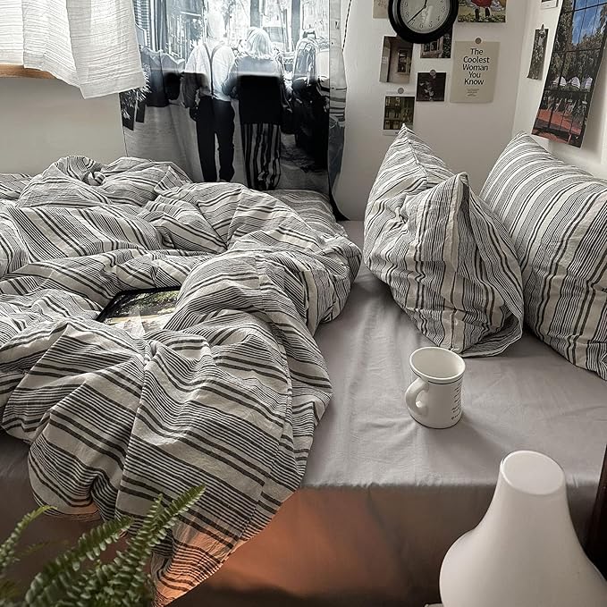 mixinni Washed Cotton Duvet Cover Twin Set - Image 3