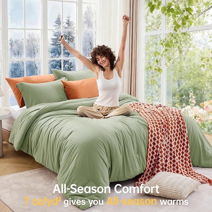 MUXHOMO Green Oversized King Comforter Sets, All Season Ultra Soft Down - Image 4